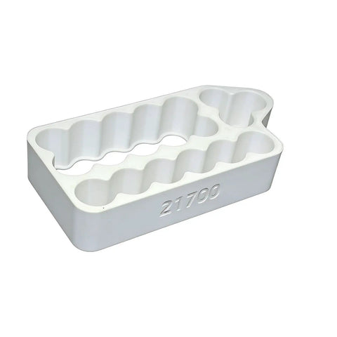 Solid Battery Spot Welding Jig For 18650 And 21700 Cells Providing Insulated Safety Handles Nifty Roll Up Bag smooth white jig for 21700 cells.