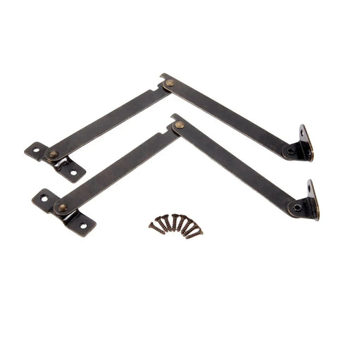 Antique Style Cabinet Hinges Set, 2 Pieces Shutter Hardware, 108x11mm, Rustic Finish with Screws