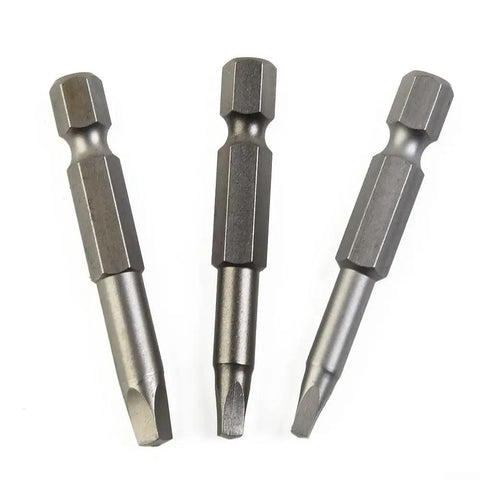 Heavy Duty 50mm Square Head Screwdriver Bits Set 3pc Steel SQ1 SQ2 SQ3 Magnetic Drill Bit Kit for Cordless Electric Powers Tools and Heavy Repair Jobs That Gonna Hold Tough Under Any Stress, 3 steel bits