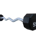 10 Sided Urethane Encased EZ Curl Barbell 95 Lbs Durable Hard Chrome Steel Bar with Noise Reduction