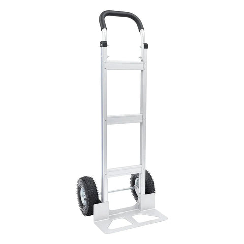 Built Tough Heavy Duty Aluminum Hand Truck With Smooth Rolling Rubber Wheels 500 Pound Max Capacity furniture dolly shown from the side.