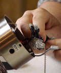 Pull Chain Ceiling Fan Switch Replacement 2 Pack Nickel Finish installation on ceiling fan base showing wires and connectors.