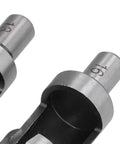 Close-up of Top Shelf Eight Piece Cork Drill Bits And Wood Plug Cutter Set Sculpted From Heavy Duty High Carbon Steel showing sizes 16 and 18.