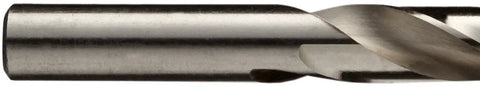 Close-up of HSS Short Length Drill Bit from 26-Piece Set, bright finish, high-speed steel, for soft metals and wood.