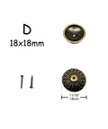 Top Shelf Heavy Duty Antique Bronze Upholstery Tack Nails 300 Pack 18mm Decorative Brass Studs For Furniture Refresh And Diy Projects Slick Durable Finish, showing an 18mm decorative stud with two nails.