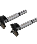 Heavy Duty 2 Pack 35mm Carbide Tipped Hinge Drill Bits For Concealed Cabinet Jigs in black and silver finish.