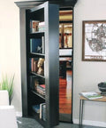 Hidden Door Hinge Kit For Secret Doors With 3 Way Adjustable Concealed Hinges, zinc alloy, black finish installed on bookcase door