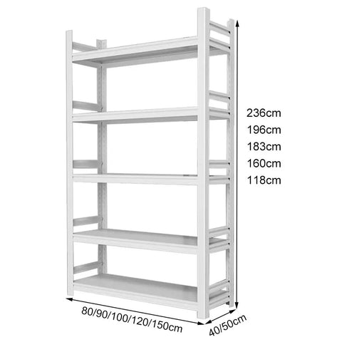 Heavy Duty Steel Frame 5 Tier Garage Shelves Metal Storage Rack Adjustable Industrial Bookshelf 236cm tall with five levels
