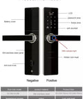 Rock Solid Smart Door Lock With Built In Doorbell And Hassle Free Fingerprint Password Card Keypad Entry C Grade Digital Deadbolt front view showing LCD and keypad.