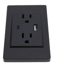 Dual Wall Outlet Box With Integrated Usb C Juice Ports Slick Slim Profile Solid Build 15 Amp Electrical Receptacle Panel Quick Charge Matte Black Finish