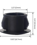 Half Inch Plastic Hole Plugs Flush Snap In Locking Caps for Cabinets Furniture 50 Pack Easy Fit Seamless Finish Black with dimensions
