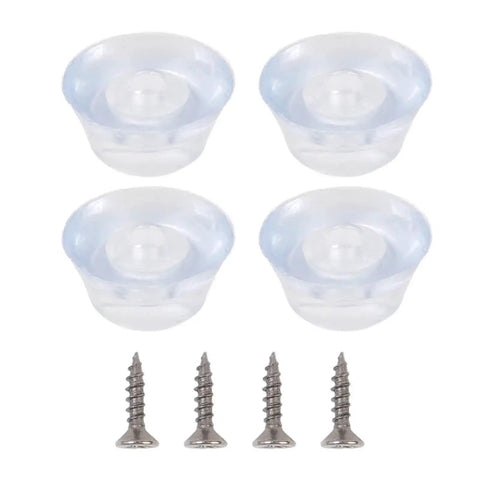 Four nail-on rubber feet with screws for 50 Pcs Nail On Rubber Feet For Cutting Boards And Furniture Legs Non Slip Silicone Gliders