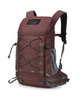 35L Hiking Backpack For Outdoor Adventures With Ergonomic Straps And Large Capacity shown in maroon nylon with front elastic cord