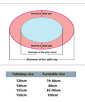 Diagram showing dimensions for Game Changer Heavy Duty Lazy Susan For Large Round Dining Table With Thick Tempered Glass.