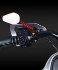 Fresh Gold Titanium Handlebar Clamp Bolts And Brake Clutch Perch Screws on Harley handlebars with red mirror.