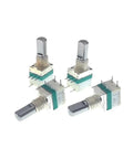 Two Pack B103K Potentiometer With Rotary Switch 5 Pins 13 Millimeter Half Shaft For Walkie Talkie Radio Repair, showing four knobs.