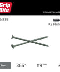 Go To Size 8 By 3 Inch Deck Screws With Polymer Coated Finish And Bugle Heads For Snappy Starts Pulling Boards Tight Rust Resistant Gray Exterior Fasteners In A Sturdy 5lb Box For Stress Free Install, featuring gray color and bugle heads.