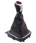 Black Leather Gear Shifter Knob Boot Cover With Red Stitching For Volkswagen Jetta 2006-2014 GTI 2006-2013 Golf 2004-2013