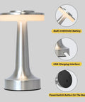 Cordless Metal Desk Lamp With Touch Sensor And 3 Color Temperature Modes, 3 Brightness Levels, Sleek Silver LED Design