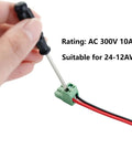Hand using screwdriver on 40 Piece 5.08mm Pitch PCB Terminal Block Set With 2 Pin 3 Pin 4 Pin And 5 Pin Plug In Screw Terminals 0.2 Inch Pitch Vertical Female Socket Kit For Electronics Projects And Panel Mounting No Fuss, AC 300V 10A, suitable for 24-12AWG