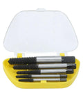 Heavy Duty 5 Piece Damaged Screw Extractor Set Made From Carbon Steel Perfect Left Hand Thread Remover Kit For Stripped Bolts And Broken Screws Easy Repair Tool To Get You Out Of A Jam. 5-piece carbon steel extractor set in case, for stripped bolts