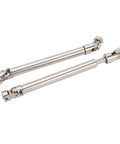 2 Pack Stainless Steel M4 RC Drive Shaft Set For 1/10 Scale Crawlers With Universal Brass Ball Ends And Six Tooth Spline on white background
