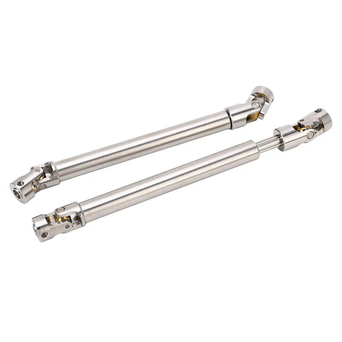 2 Pack Stainless Steel M4 RC Drive Shaft Set For 1/10 Scale Crawlers With Universal Brass Ball Ends And Six Tooth Spline on white background