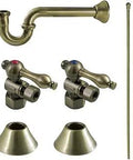 Traditional Sink Trim Kit With P Trap In Antique Brass Built To Last Solid Brass Bathroom Plumbing Set Including Angle Stops Wall Flanges Supply Lines And P Trap Assembly For Half Inch NPT Stub Outs