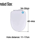 D Shaped Toilet Seat With Soft Close Lid And Quick Release Hinges For No Sweat Cleanup Slick Top showing size dimensions and hardware details.