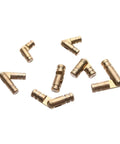 Barrel Hinges 30 Pack Concealed Soft Close Gold 4Mm And 5Mm Diameters, shown in various angles, ideal for cabinets and furniture.