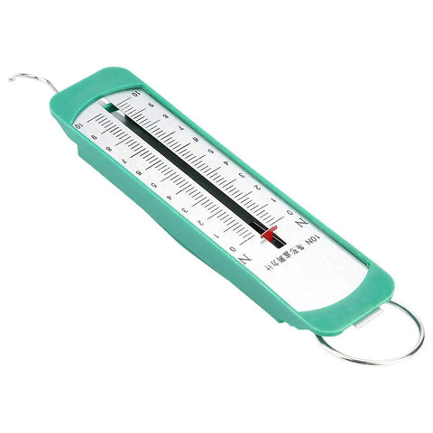 10 Newton Spring Dynamometer For Physics Lab Experiments A Hands On Dope Tool To Measure Force And Mass Up To 1 Kilogram Easy To Use Classroom And Home School Lab Instrument For Great Hands On Practice, green plastic 10 N spring dynamometer with metal hooks