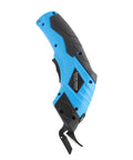 Cordless Electric Scissors For Fabric Leather Cardboard Compact Lightweight Handheld Cutter, blue and black side view