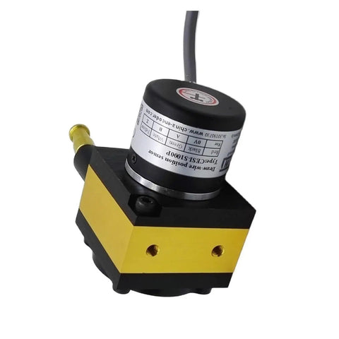 Pro Grade Linear Position Sensor With 1000mm Measurement Range, 5 to 24V Supply, Push Pull Incremental Encoder, Non Contact Magnetic Displacement Sensor For Rugged, High Resolution Precision In Industrial Apps, side view of sensor housing.