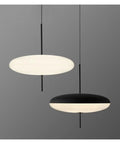 Modern Pendant Light LED Minimalist Black and White Pendant Light Restaurant Study Living Room Bedroom Home Light,Luxury(Tricolor Light,White 30cm) two pendant lights in black and white design.