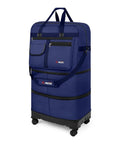 36 Inch Rolling Duffel Bag With Wheels, Expandable Three Layer Design, Hardshell Base For Extra Protection, Water Resistant Oxford Cloth, Navy