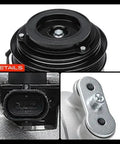 Close-up view of Top Shelf AC Compressor Kit With Clutch And Precharged Pag 46 Lubricant for Buick Regal 2014-2017, detailing pulley and connector.