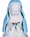 Blue Madonna Nightlight With Rose, Plug In Cord Religious Home Decor Statue Lamp for a Cozy Catholic Shrine Vibe, 7 Inch Tall By 5 Inch Wide, Durable Decorative Night Light.
