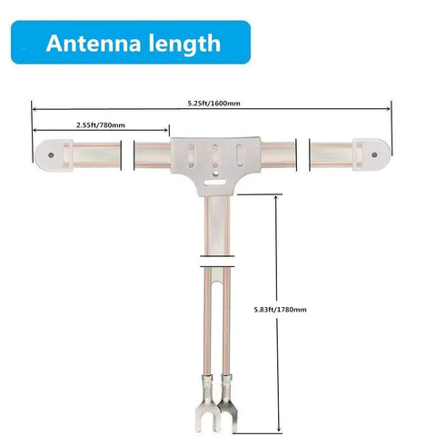300 Ohm FM Antenna T Shape Dipole With Spade Terminal dimensions in inches and millimeters for Yamaha Sharp JVC Denon Marantz