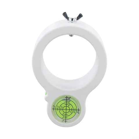 Circular Drill Level Attachment With Dual Axis Bubble Level For Electric Drills, ABS plastic, front view with bubble level visible.