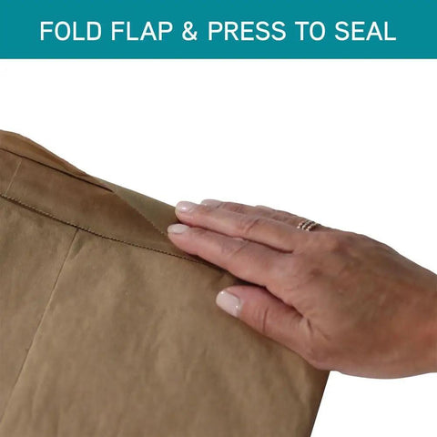 Padded Shipping Mailers Self Seal Heavy Duty Recycled Cushioned Envelopes Pack of 100 Size Seven Point Two Five By Twelve Inches Kraft Brown For Secure Easy Open Shipping Protection, showing hand sealing mailer.