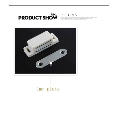 Magnetic Cabinet Latch White Plastic 4 Pack for Kitchen Cupboards and Furniture Easy Install Magnetic Door Catch for Cabinets