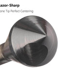 Cobalt single-end countersink drill bit tip, close-up view, metalworking tool