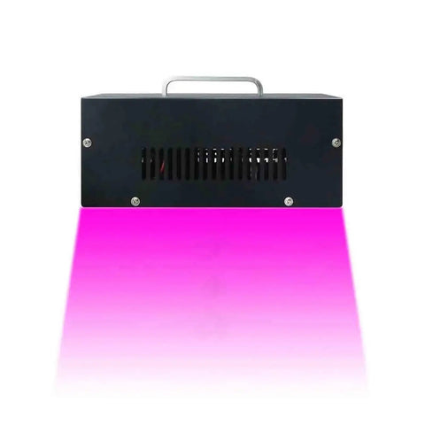 Top Notch Led Uv Curing Light At 8000W Powers Through Resin Hardening And Pcb Repair Without Cooking Prints Featuring Zero Heat Design For Sla Dlp 3d Printers And Real Deal Diy Builders Who Want Slick Results, black curing lamp with handle and pink light.