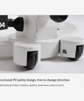 Mobile Height Adjustable Standing Desk With Sturdy Silent Rolling Casters And Flexible Tray Surface close-up of durable caster wheels for easy movement.