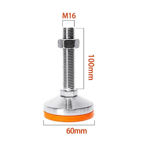 6 Pack Beefy Adjustable Leveling Feet For Furniture And Workbenches With Large Swivel Base Rock Solid Stability Up To 1000 Lbs Each No Wobble Anti Vibration Levelers For Tables Chairs Shelves And Industrial Equipment, M16, 100mm, 60mm base