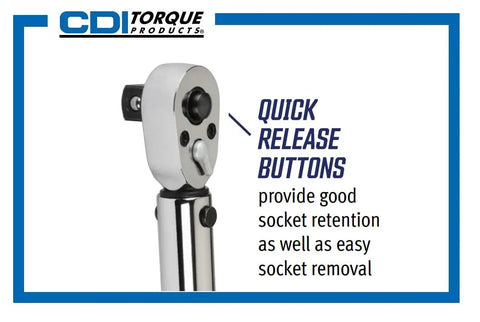 Beefy Three Eighths Inch Drive Adjustable Click Torque Wrench with quick release button for accurate fastening in auto maintenance