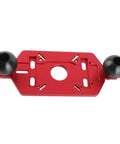 Rock Solid Aluminum Router Base Plate Adjustable Clamp Sub Base Platform With Easy Grip Handle For Precision Wood Trimming Milling Slotting Quick Install Shop Ready Zero Play Fine Finishes in red with black grips.