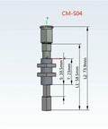Technical diagram of the CM-S04 component dimensions from the Soft Touch Flexible Gripper And Soft Claw Mechanical Arm For Safe Handling And Finger Protection, Grab And Go Non Vacuum Suction Cups, Pneumatic Accessories Set, Durable Pick Up Tool For Delicate Objects, Nine Piece Pack