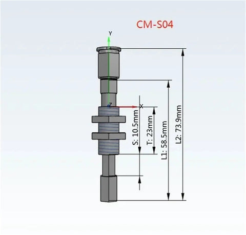 Technical diagram of the CM-S04 component dimensions from the Soft Touch Flexible Gripper And Soft Claw Mechanical Arm For Safe Handling And Finger Protection, Grab And Go Non Vacuum Suction Cups, Pneumatic Accessories Set, Durable Pick Up Tool For Delicate Objects, Nine Piece Pack