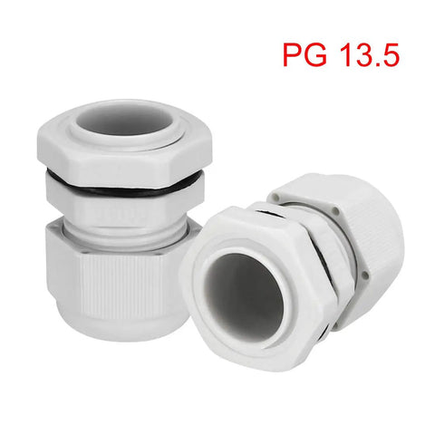 PG13.5 Cable Gland 10 Pack Waterproof Plastic Locknut White For 6mm To 11mm Cable Diameter Dustproof Weatherproof Wire Entry